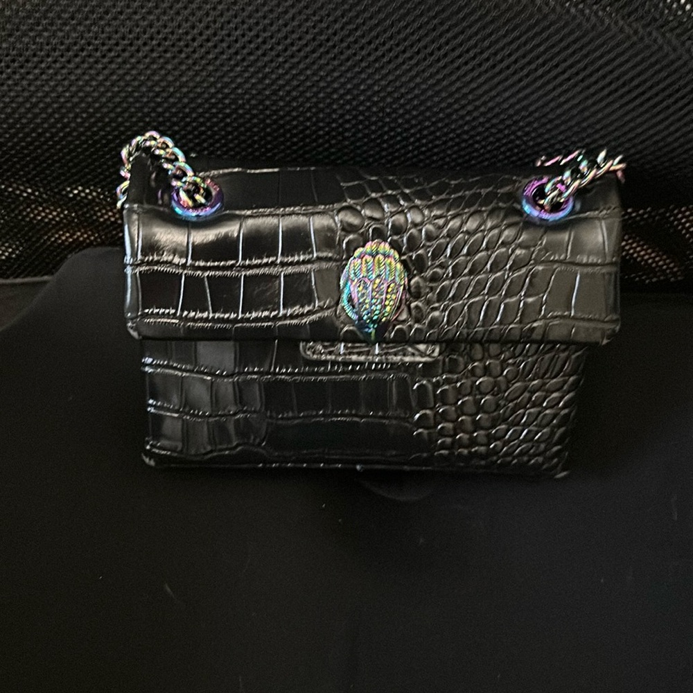Kurt Geiger Mini Black Kensington with oil slick hardware